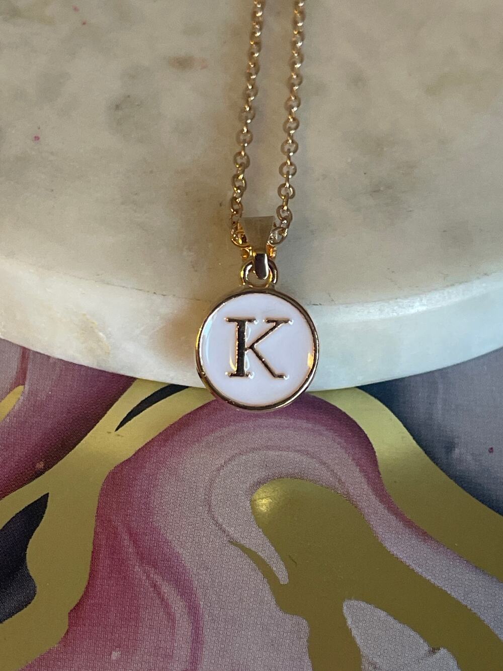 Letter initial pendant necklace K
